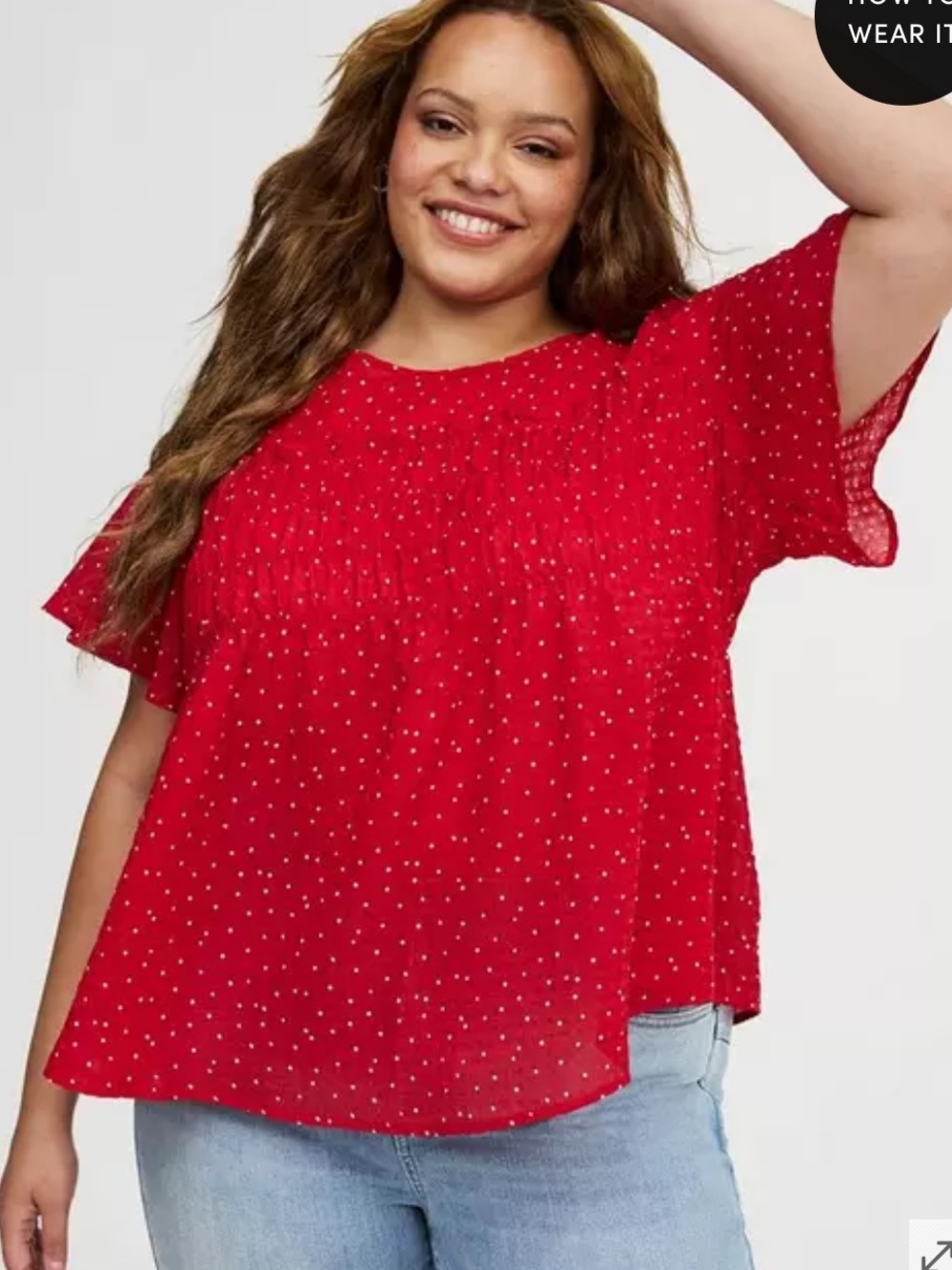 NWT TORRID  Red  Flutter Sleeve Blouse
